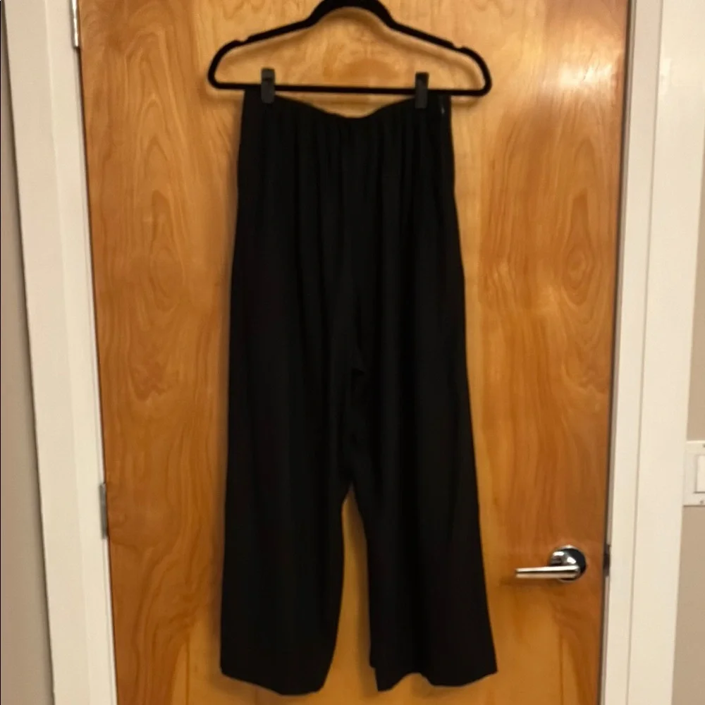 Jamie + The Jones Raw Silk Black Wide-Leg Pants - Picture 3 of 5